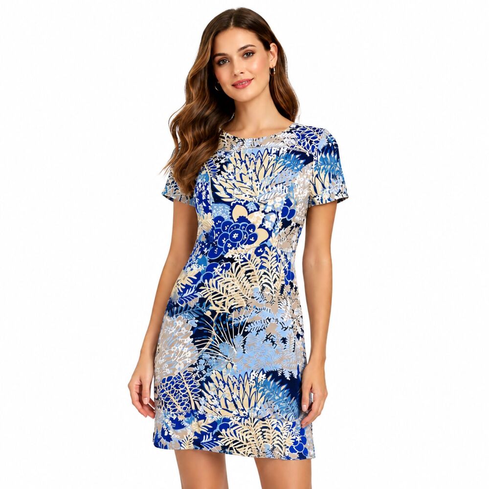 Talbots Fit & Flare Botanical Print Short Sleeve Dress Size 6 NWOT
